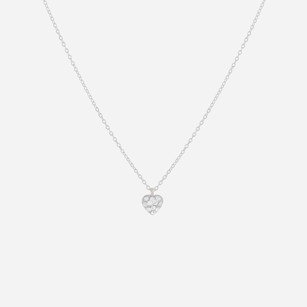 Silverhalsband för barn - vitt hjärta, 36+2 cm