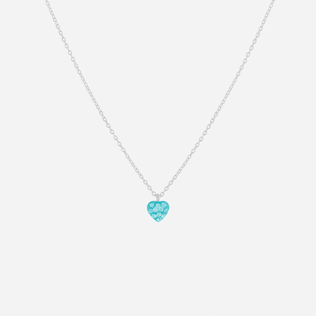 Silverhalsband för barn - blått hjärta,