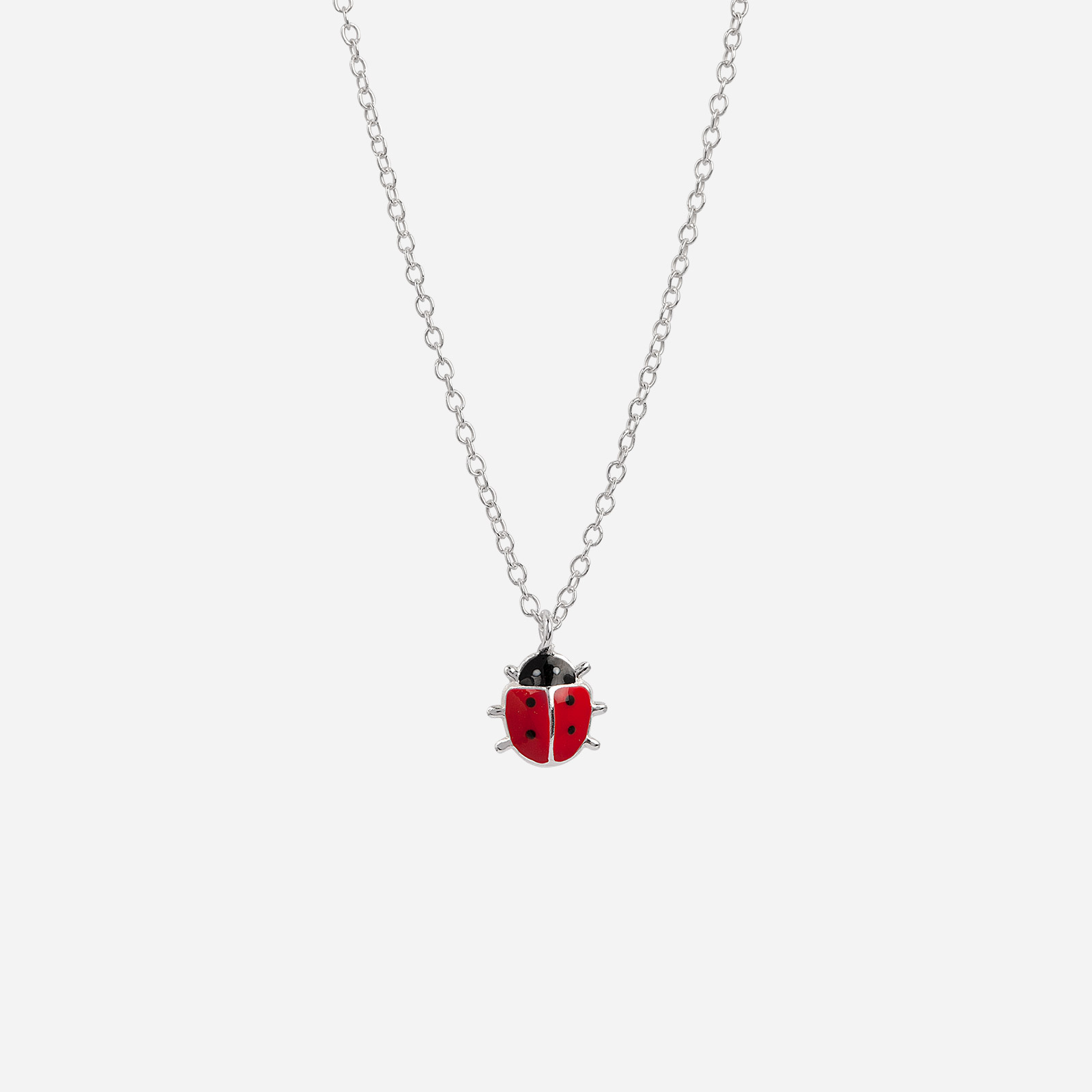 Silverhalsband för barn - nyckelpiga, 36+2 cm