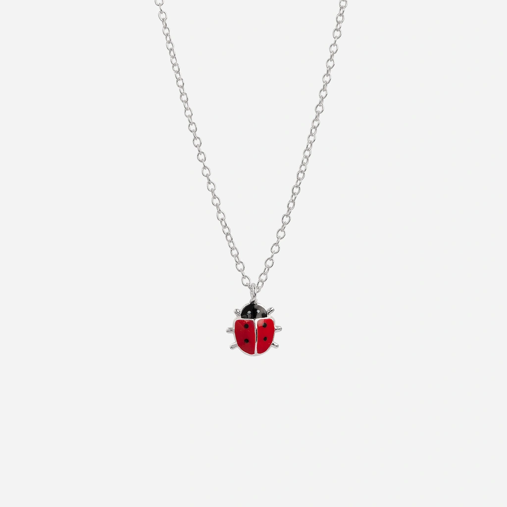 Silverhalsband för barn - nyckelpiga, 36+2 cm