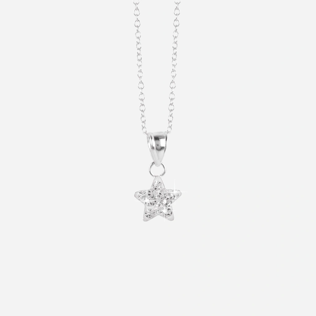 Silverhalsband för barn - vit stjärna, 36+2 cm