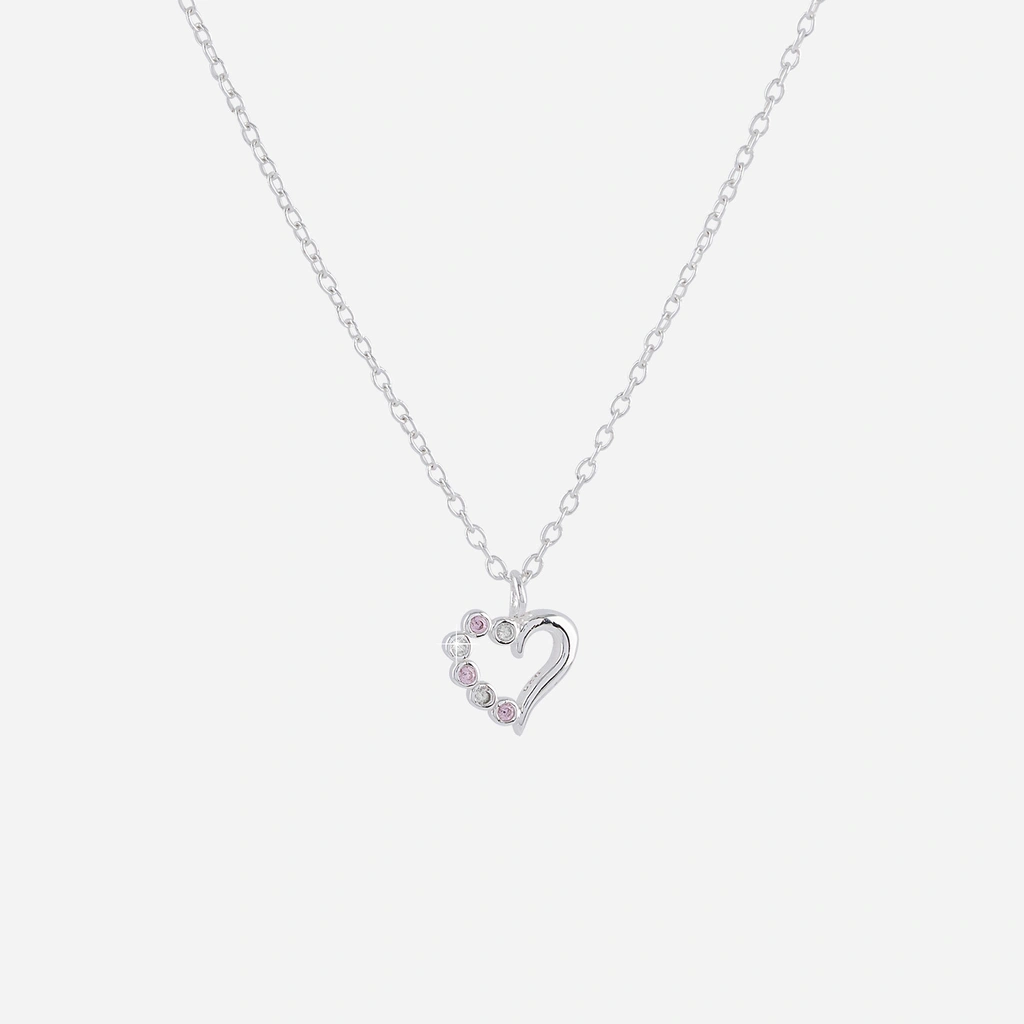 Silverhalsband för barn - hjärta med stenar, 36+2 cm