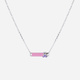 Silverhalsband för barn - rosa bricka & nalle, 36+2 cm