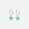 Silverörhängen för barn - hoops, blå stjärnor, 12 mm