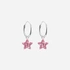 Silverörhängen för barn - hoops, rosa stjärnor, 12 mm