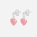 Silverörhängen för barn - hängande rosa hjärtan