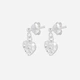 Silverörhängen för barn - hängande vita hjärtan, kristaller