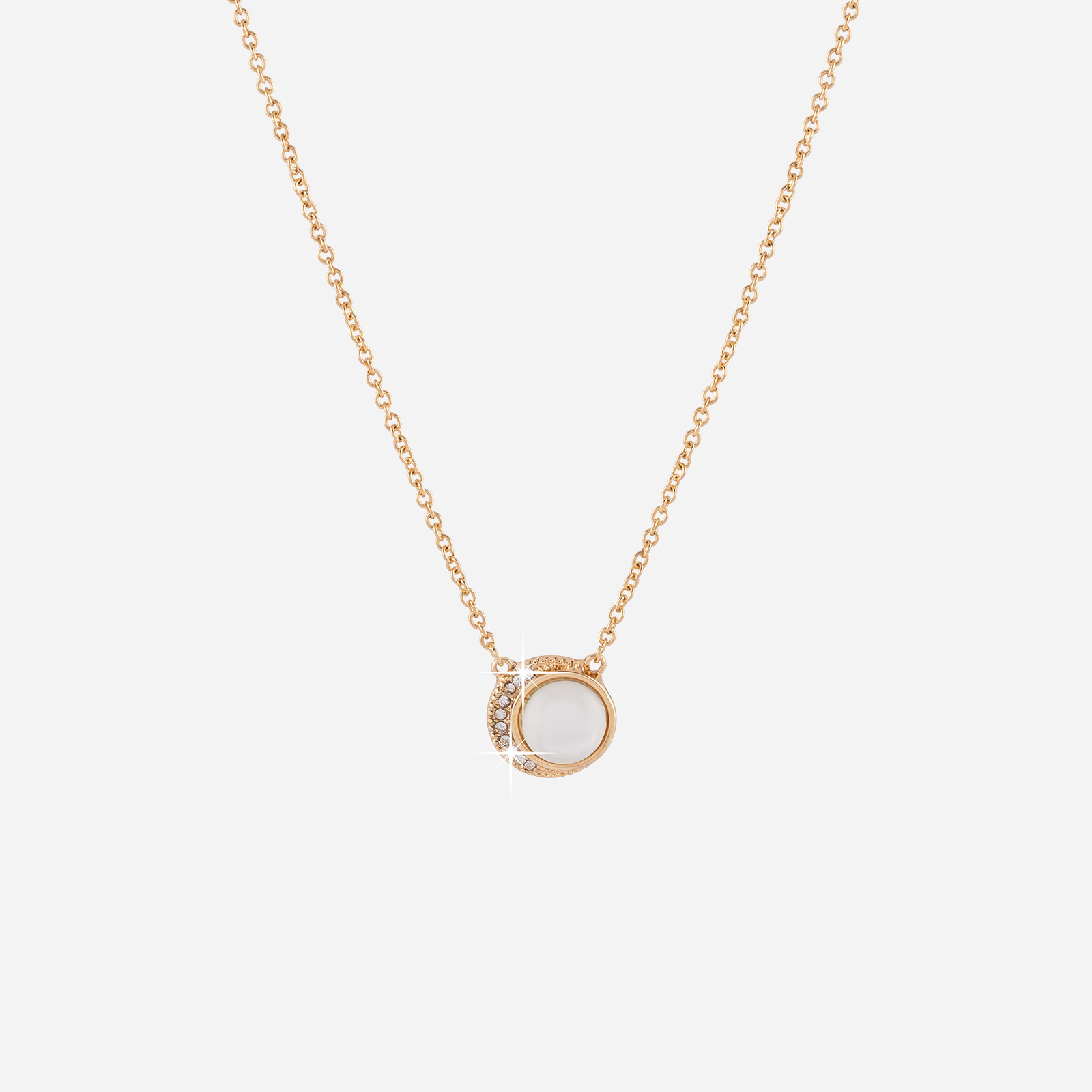 Guldfärgat halsband - Emalj och stenar