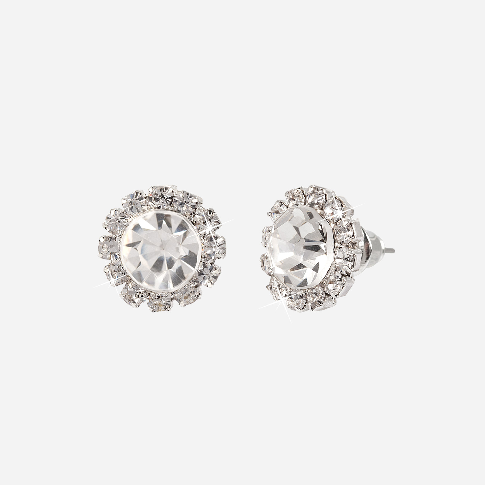 Silverfärgade örhängen  - glittriga studs