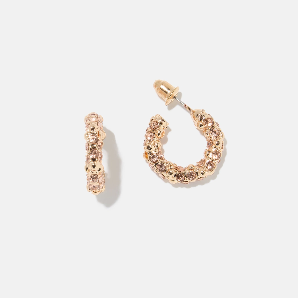 Guldfärgade hoops, aprikosa stenar 18 mm