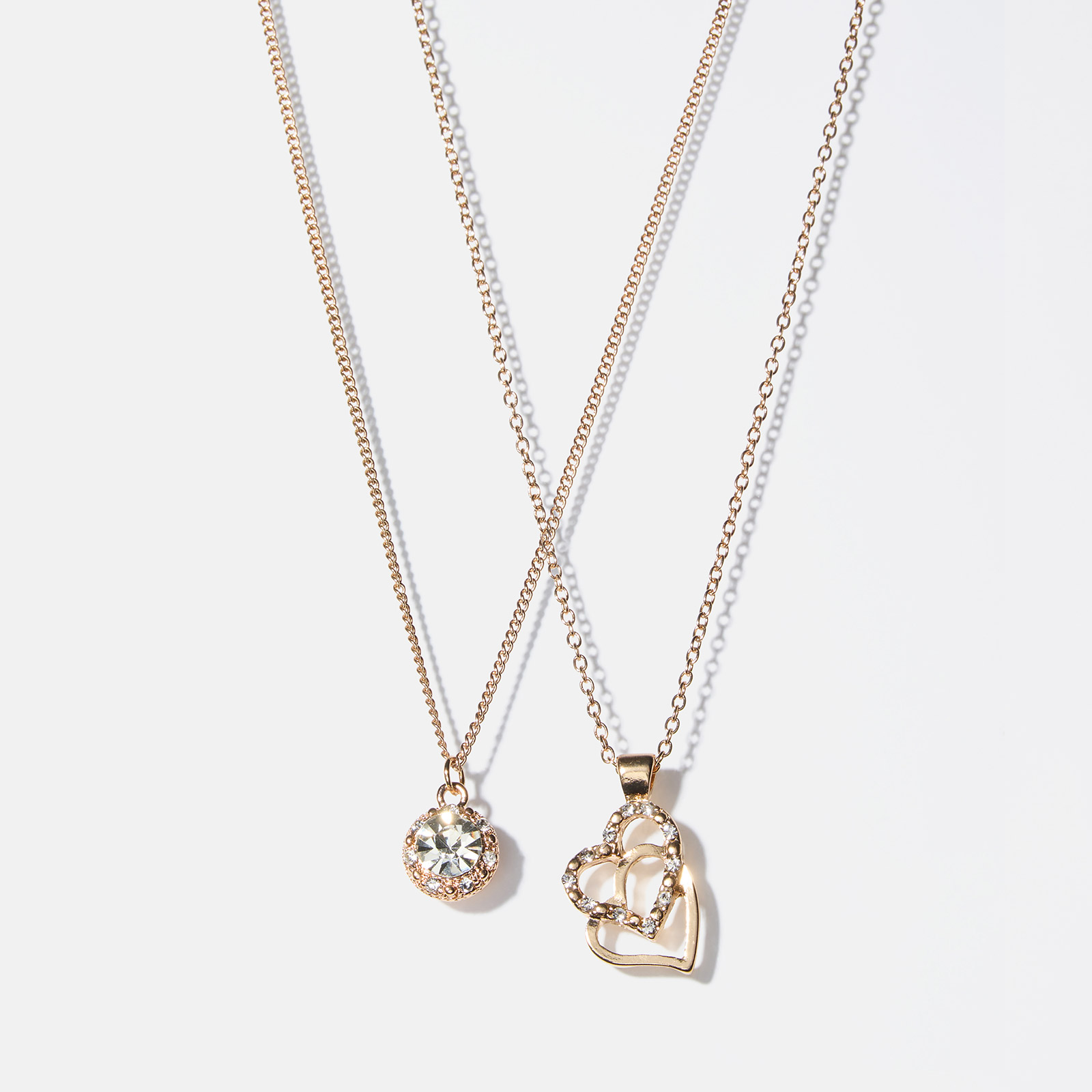 Smyckeset halsband, ring & örhängen guldfärg