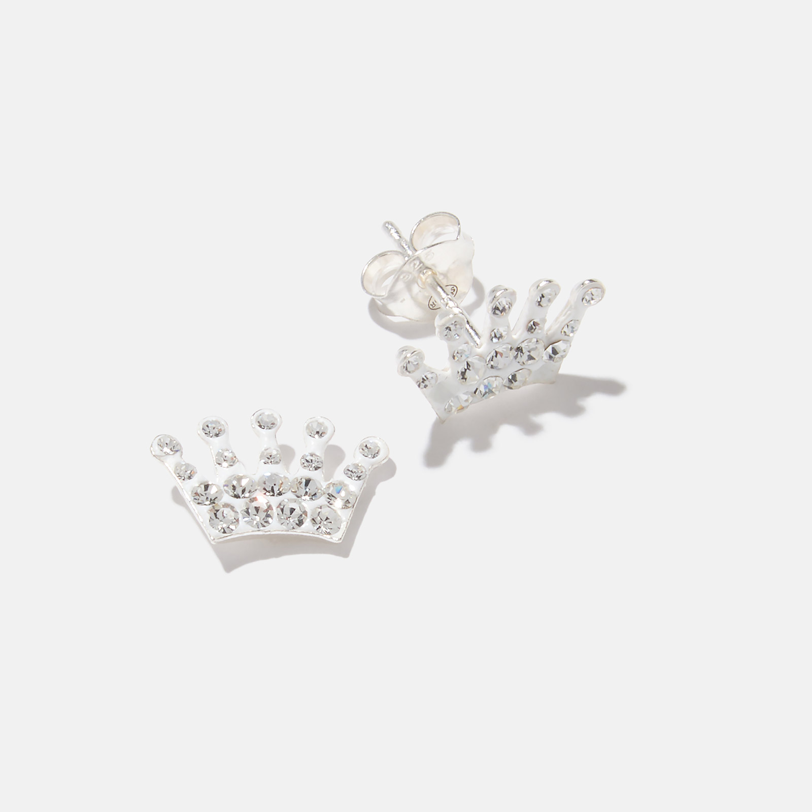 Silverörhängen för barn - vita kronor