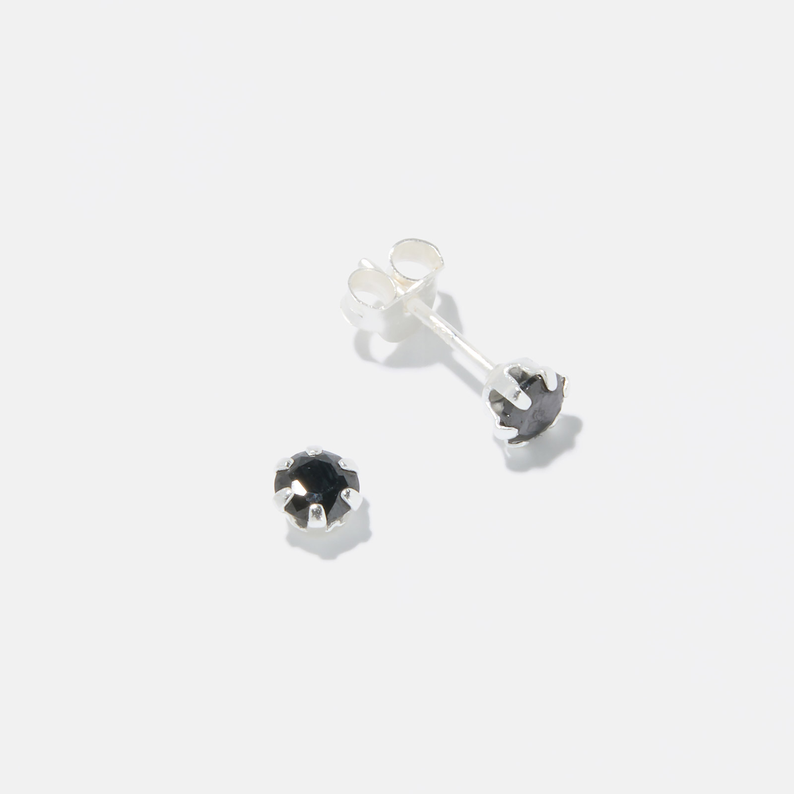 Silverörhängen för barn - svart Kubisk Zirkonia