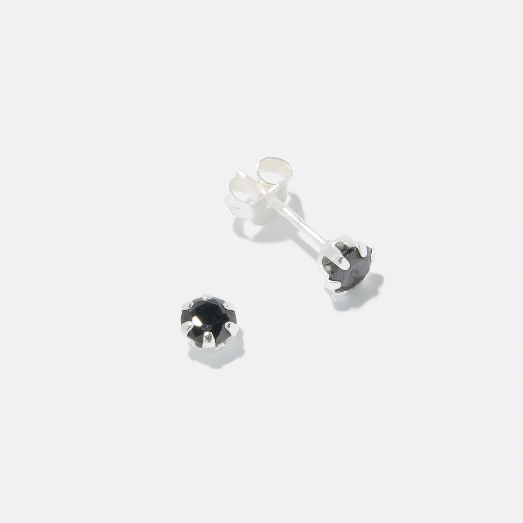Silverörhängen för barn - svart Kubisk Zirkonia