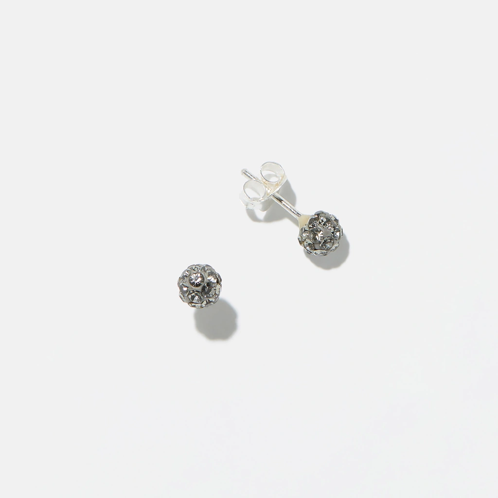 Silverörhängen för barn - grå glitterboll