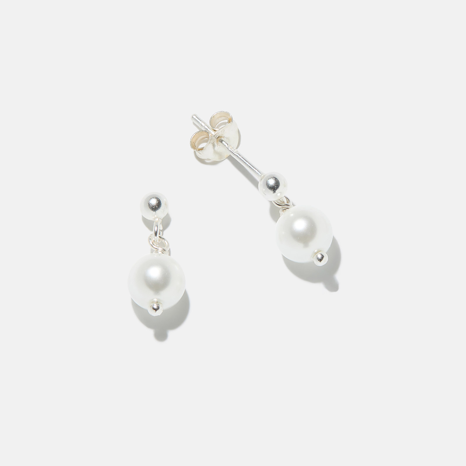 Silverörhängen för barn - syntetiska pärlor