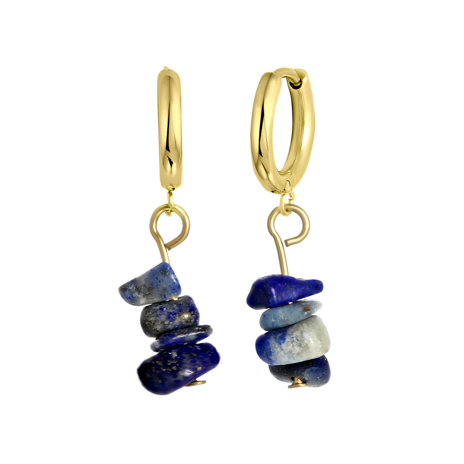Guldfärgade stålörhängen - lapis lazuli