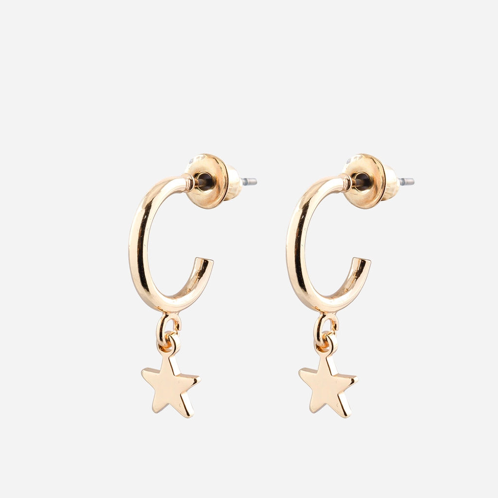 Guldfärgade örhängen, stjärnor - hoops 8 mm