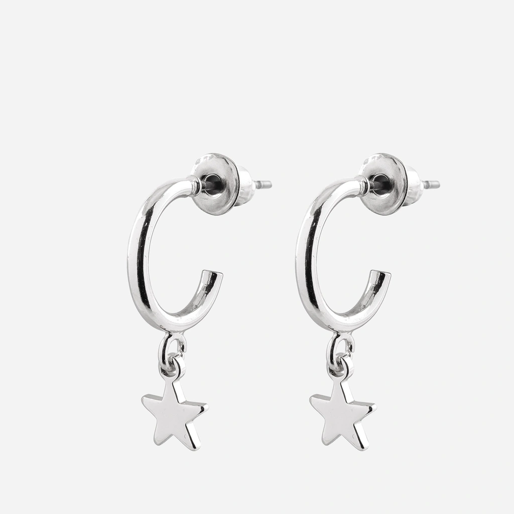 Silverfärgade örhängen, stjärnor - hoops 8 mm