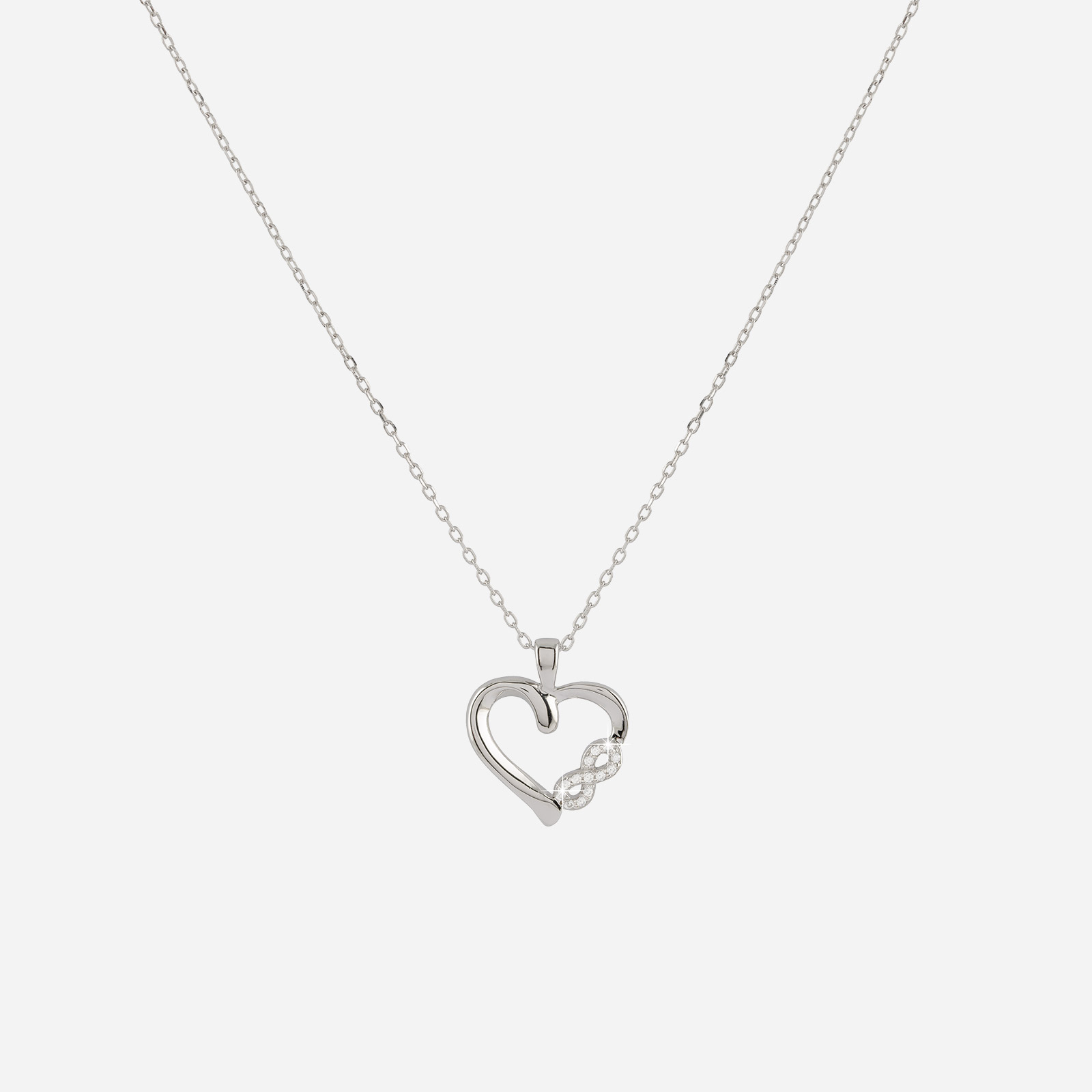 Silverhalsband hjärta & Infinitysymbol 40+5 cm