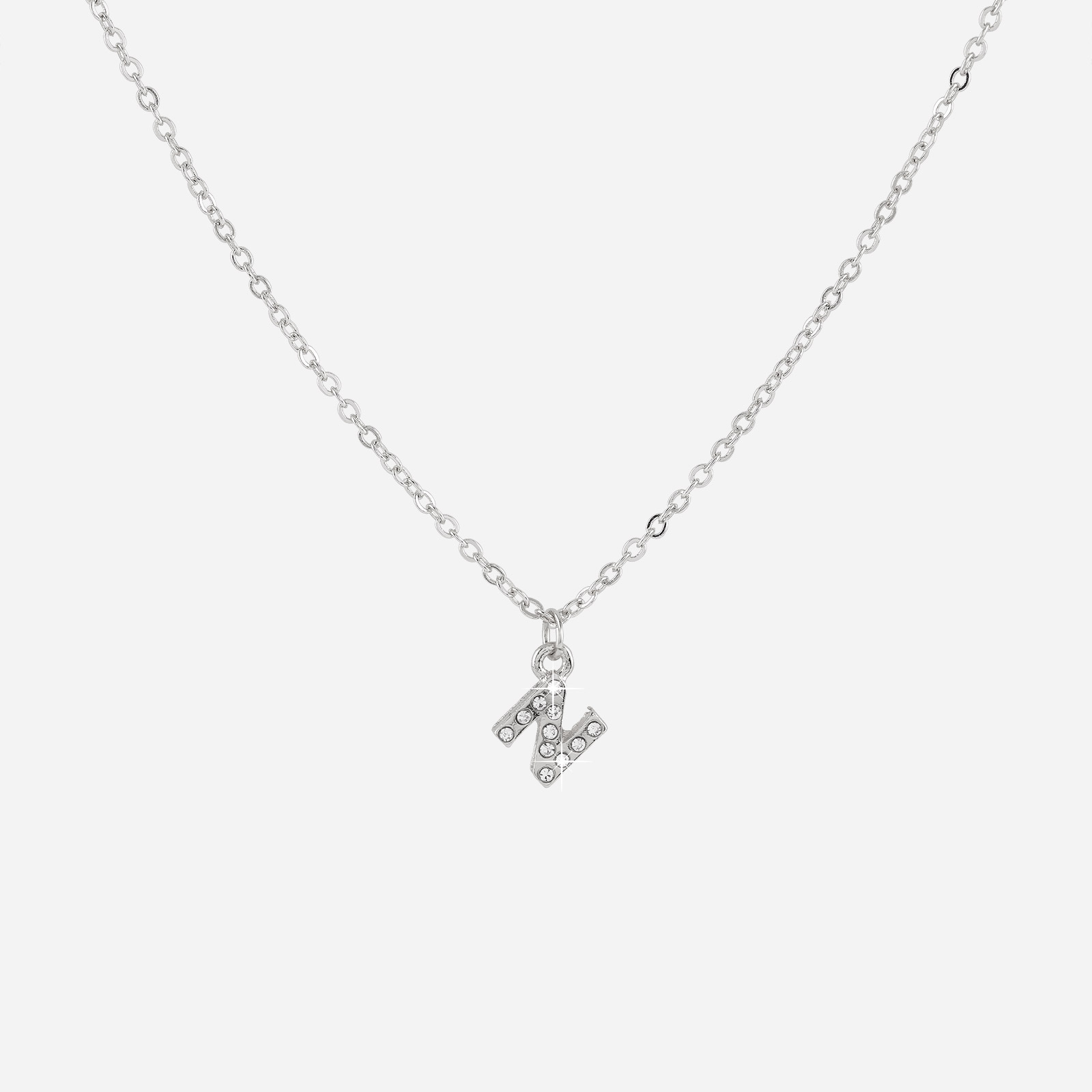 Silverfärgat halsband - bokstav N