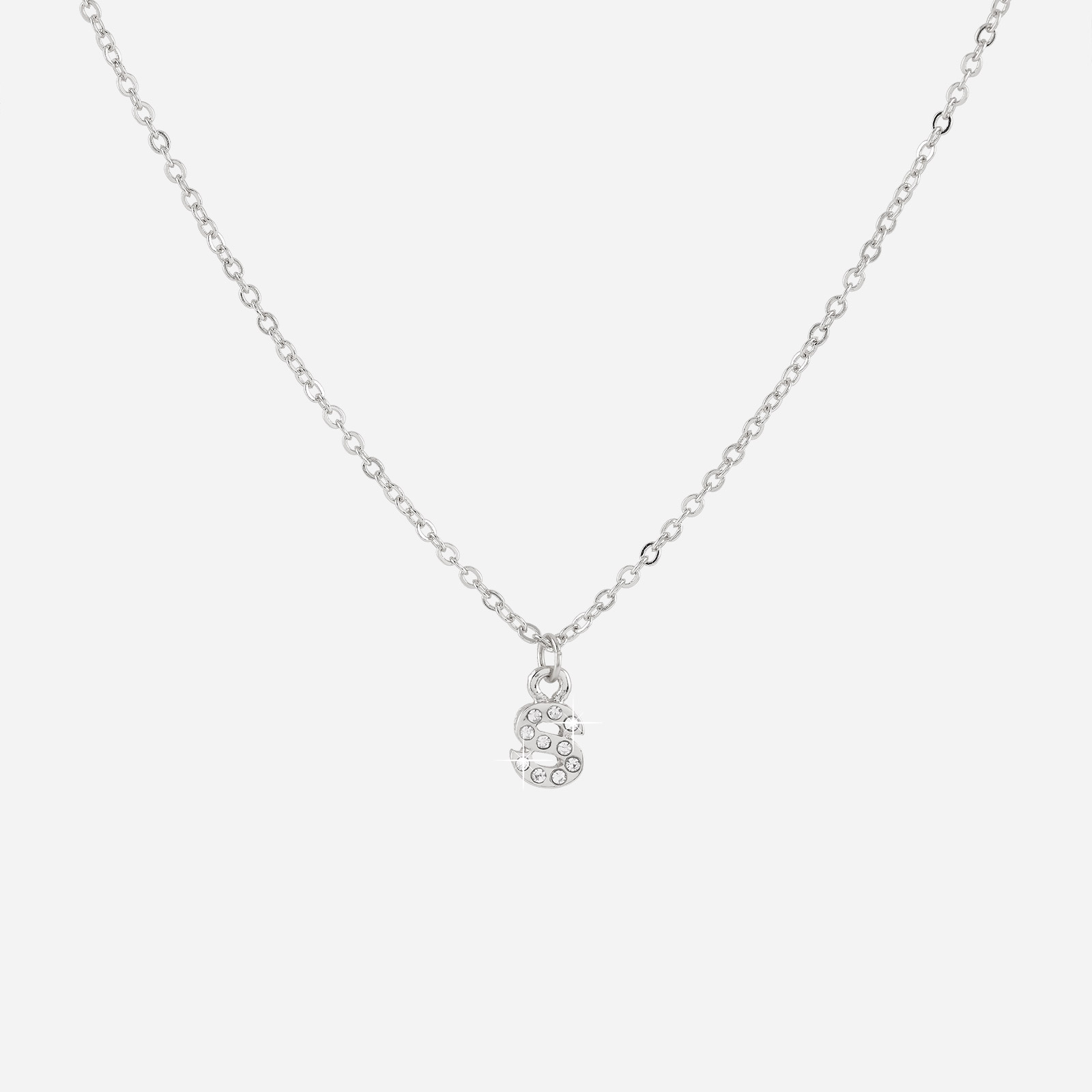 Silverfärgat halsband - bokstav S