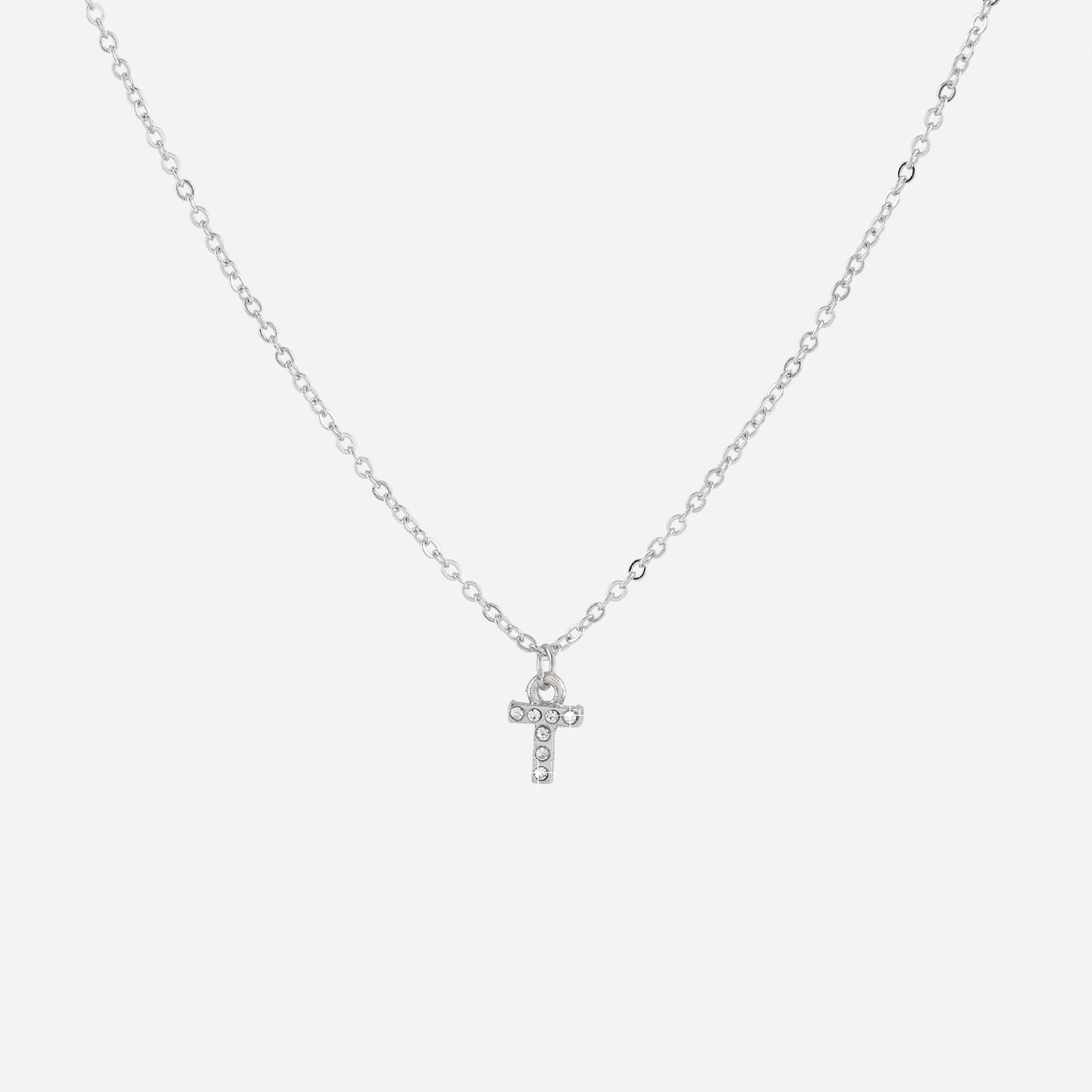 Silverfärgat halsband - bokstav T