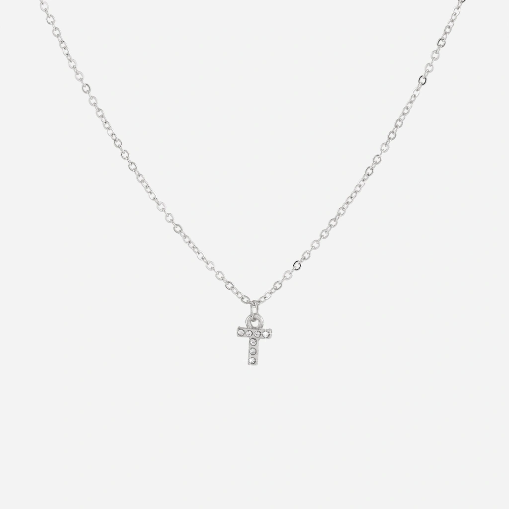 Silverfärgat halsband - bokstav T