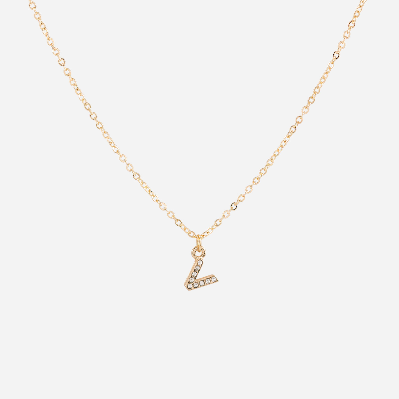 Guldfärgat halsband - bokstav V