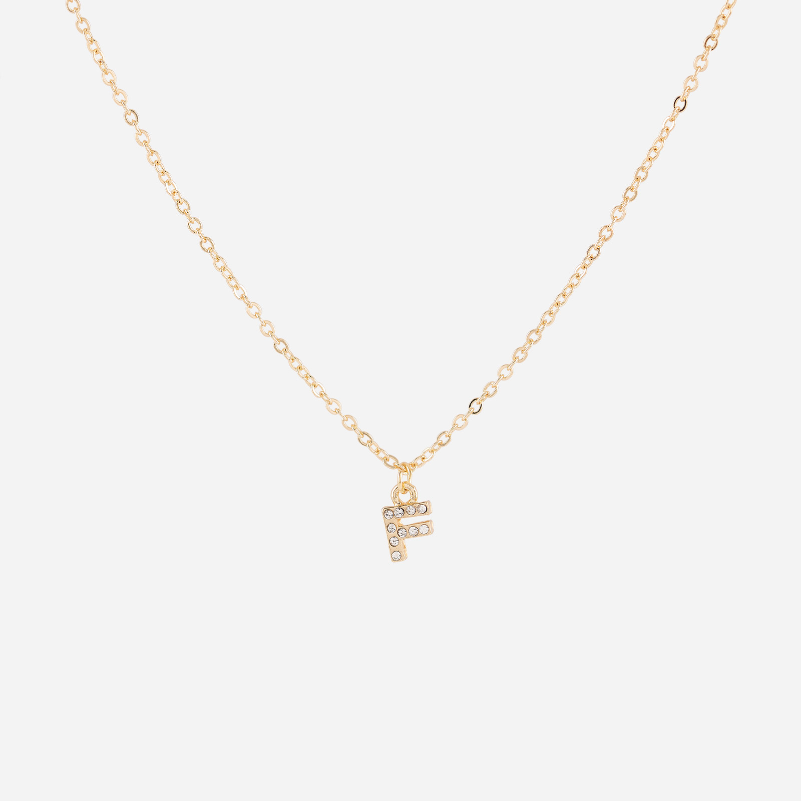 Guldfärgat halsband - bokstav F