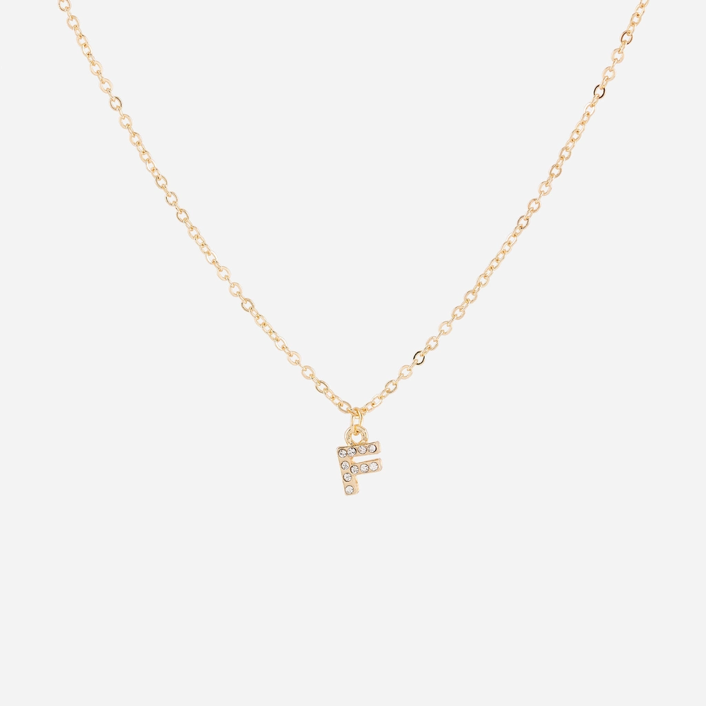 Guldfärgat halsband - bokstav F