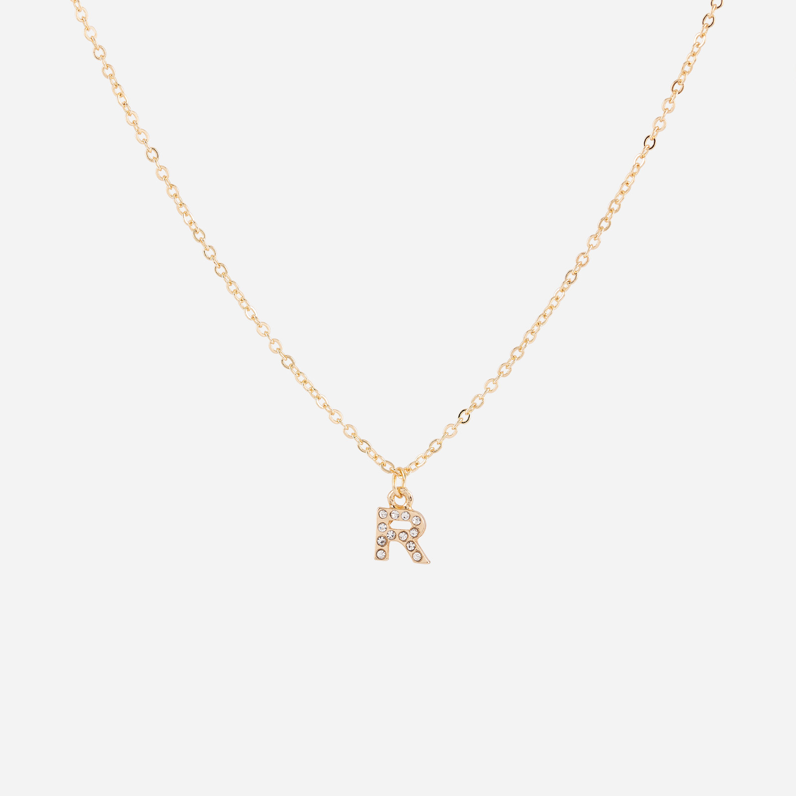 Guldfärgat halsband - bokstav R
