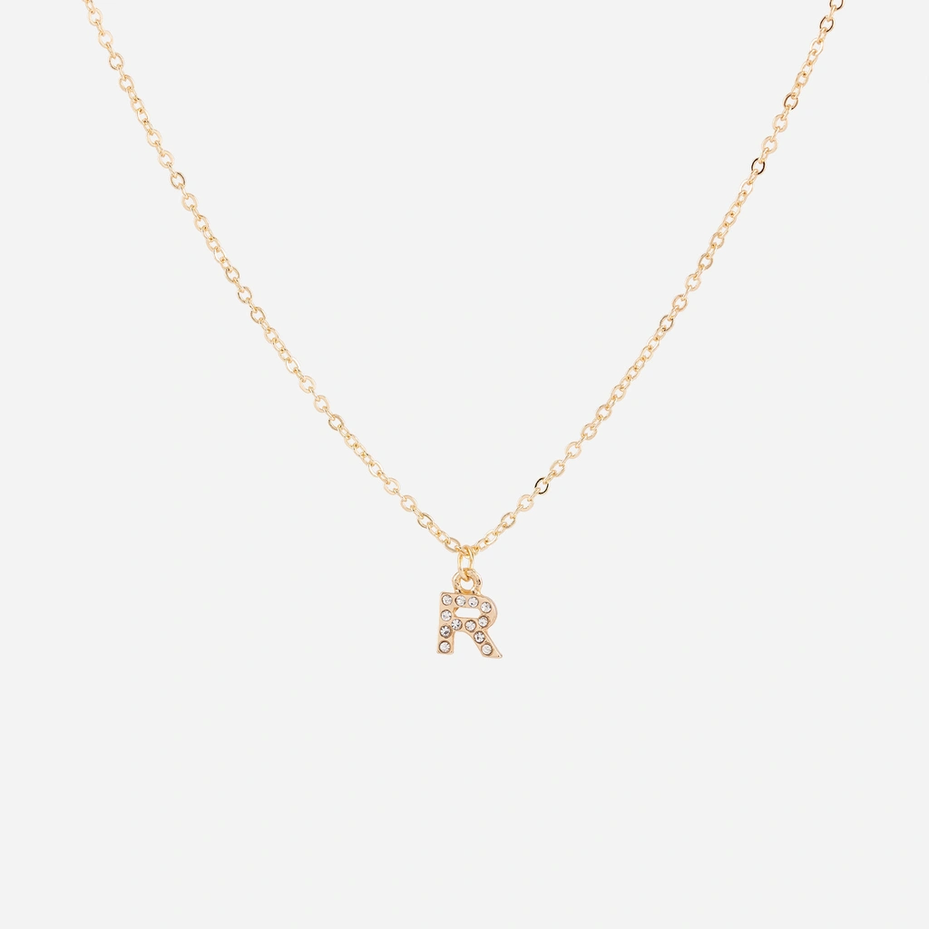 Guldfärgat halsband - bokstav R