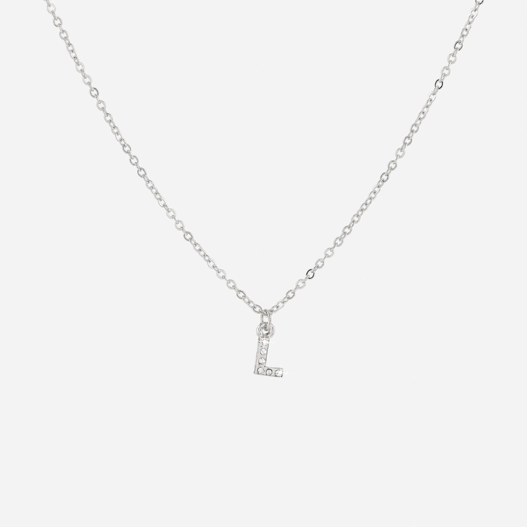 Silverfärgat halsband - bokstav L