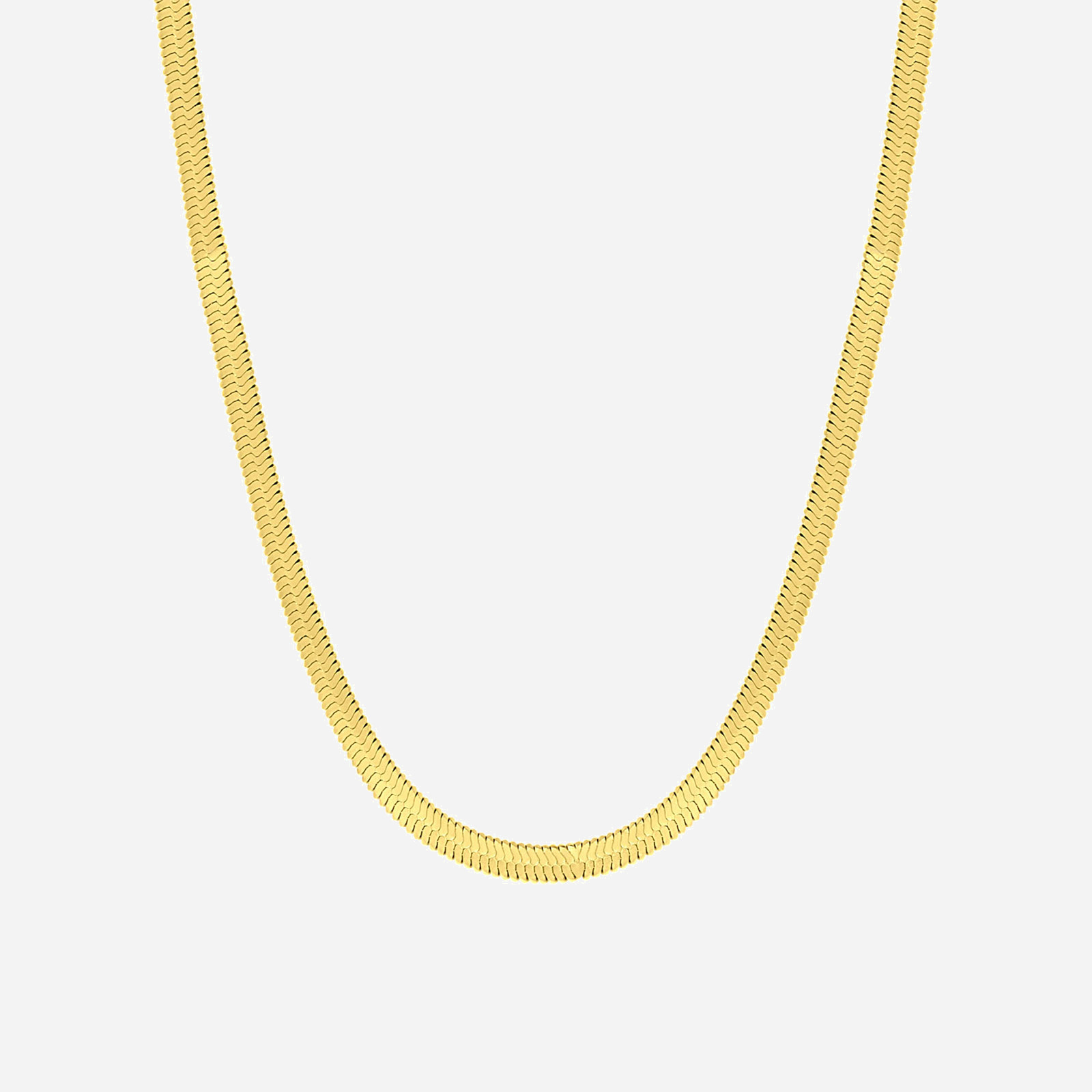 Guldfärgat stålhalsband - fiskbenslänk, 40+5 cm