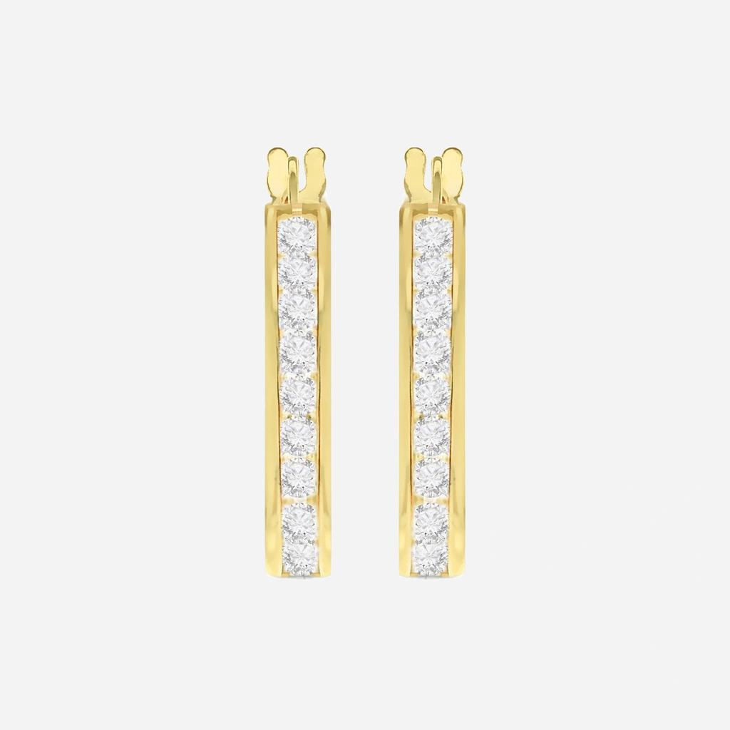 Örhängen 9k guld - hoops, kanalinfattade Kubisk Zirkonia 16 mm