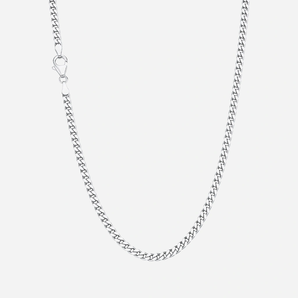 Silverhalsband, pansarlänk (bred modell) - 50 cm