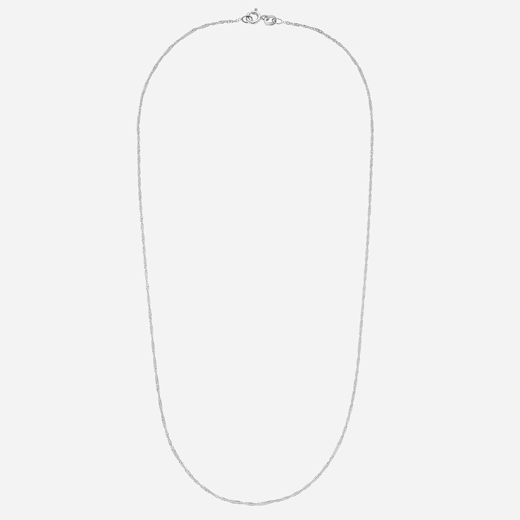 Silverhalsband, rund vit sten i fyrklo - 42 cm