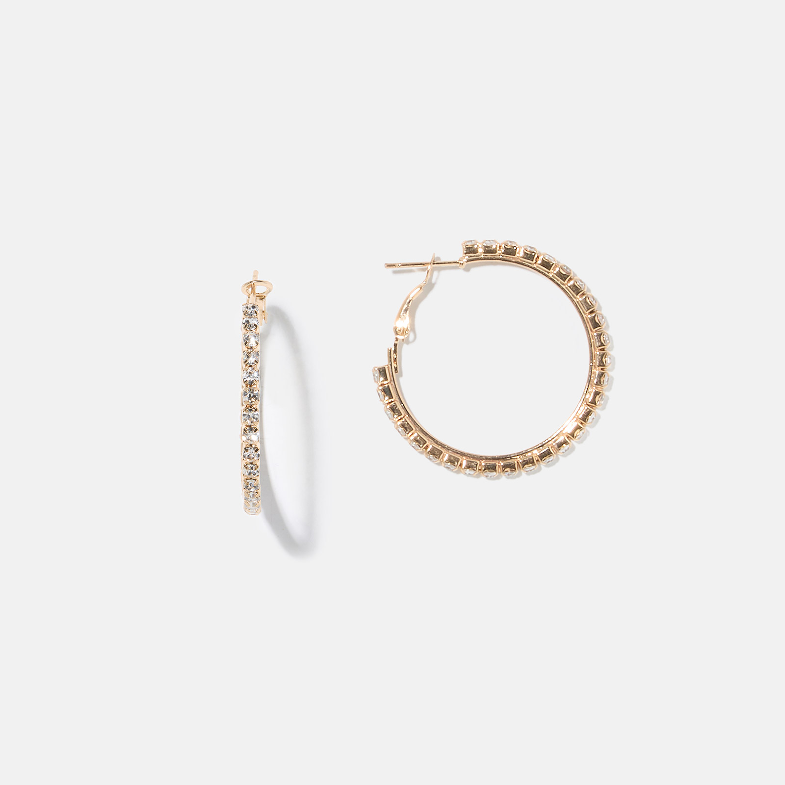 Guldfärgade glittriga hoops 30 mm