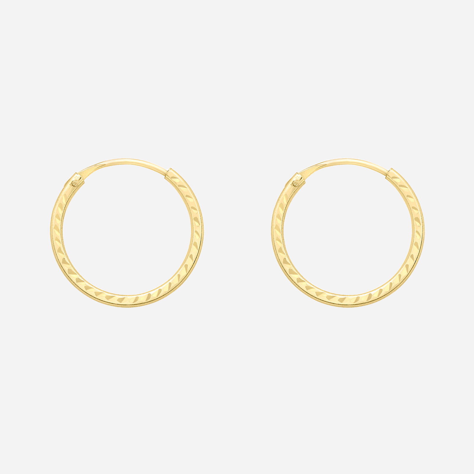 Örhängen 9k guld - mönstrade hoops 13 mm