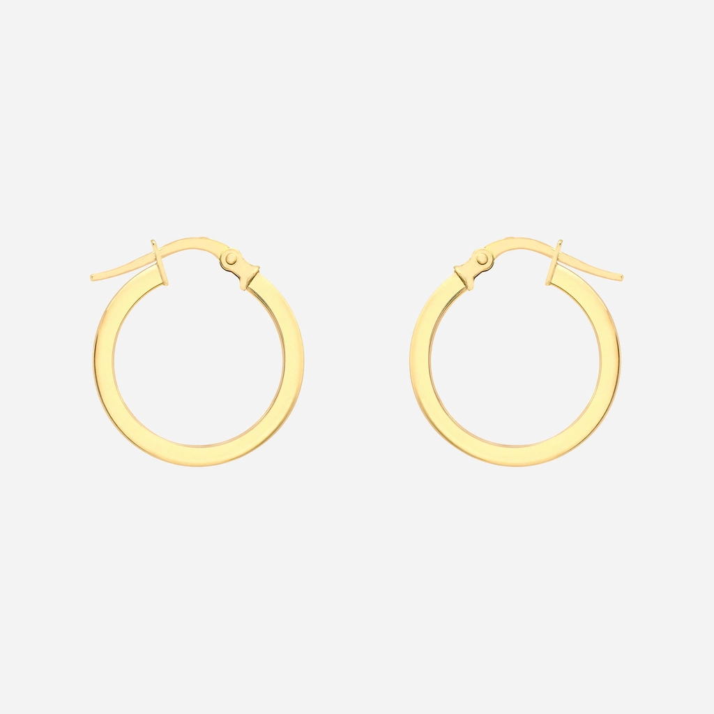 Örhängen 9k guld - platta hoops 16 mm