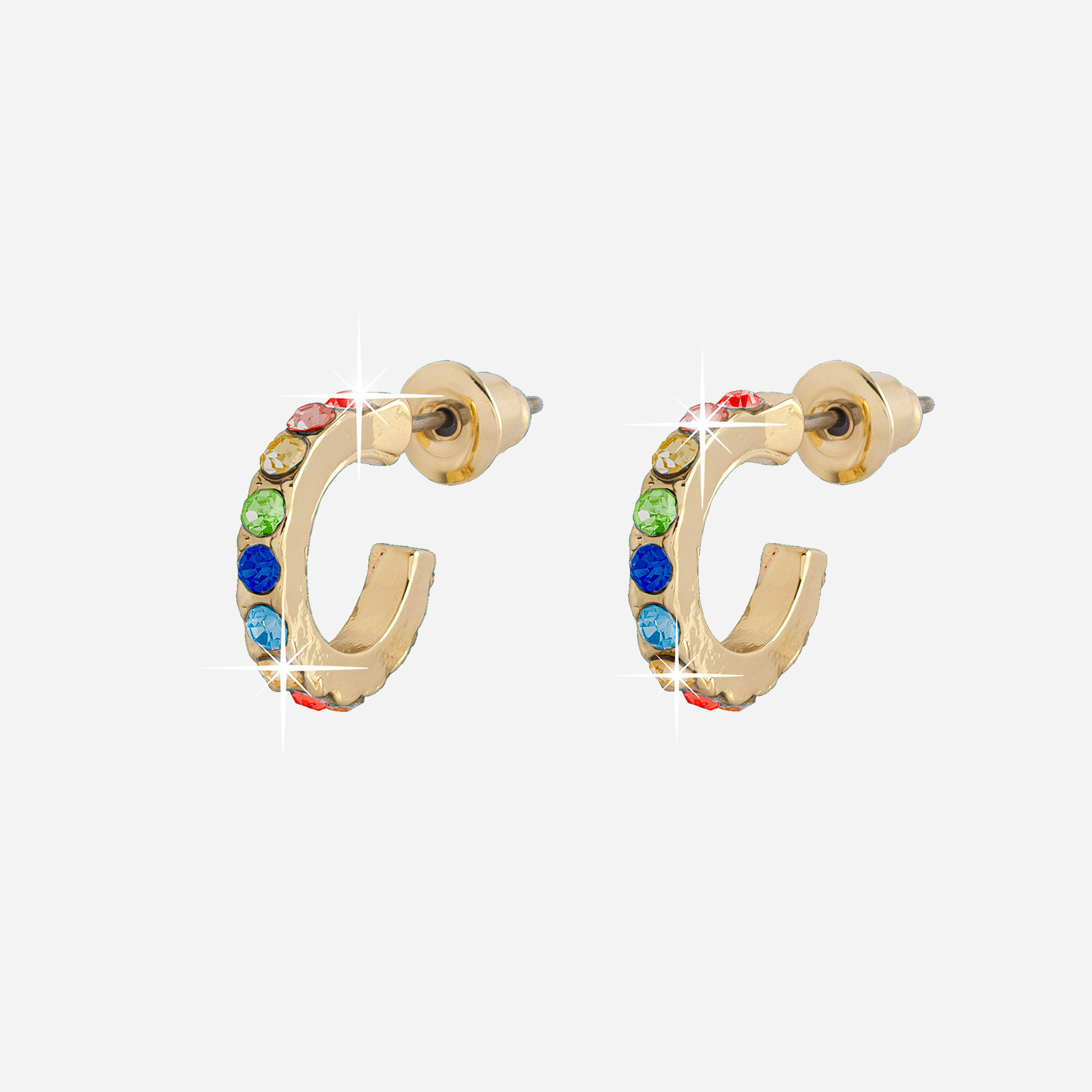 Guldfärgade örhängen - hoops 10 mm, flerfärg