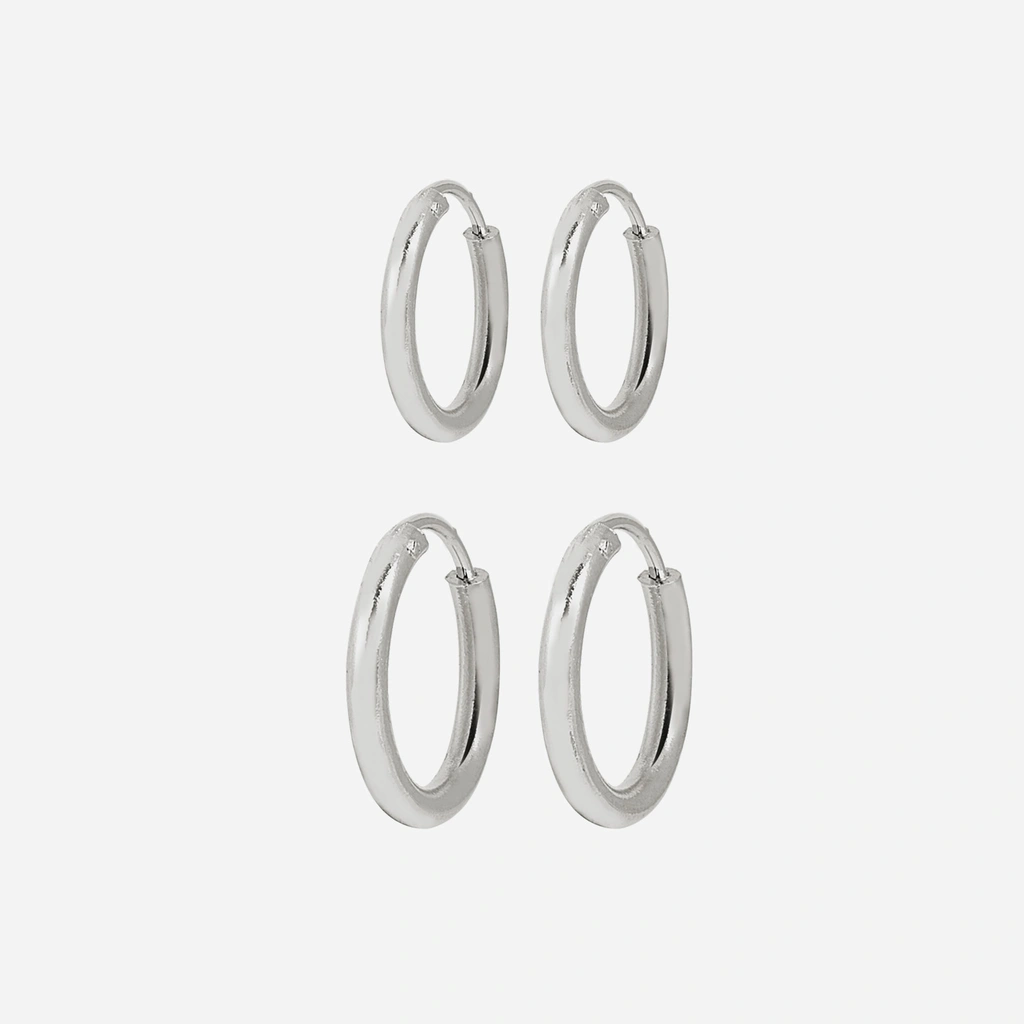 2-pack örhängen - silverfärgade hoops