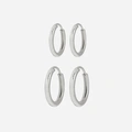 2-pack örhängen - silverfärgade hoops