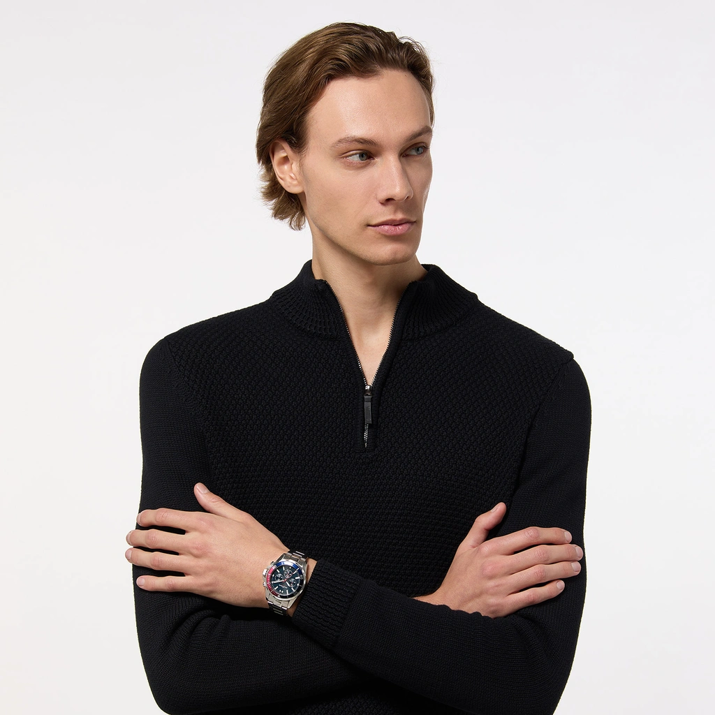 Jacques Lemans Liverpool - kronograf, stål/blå, 44mm