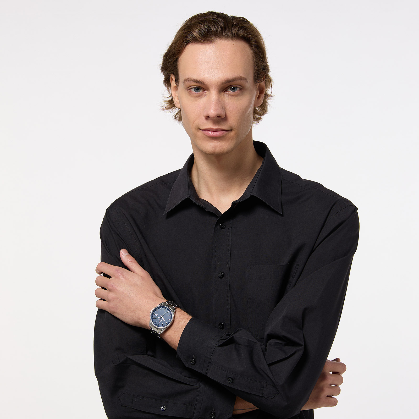 Black Oak Spike herrklocka - silver/blå, 43 mm