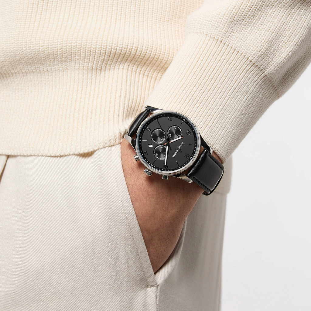 Jacques Lemans London - herrklocka, svart läder, 42mm