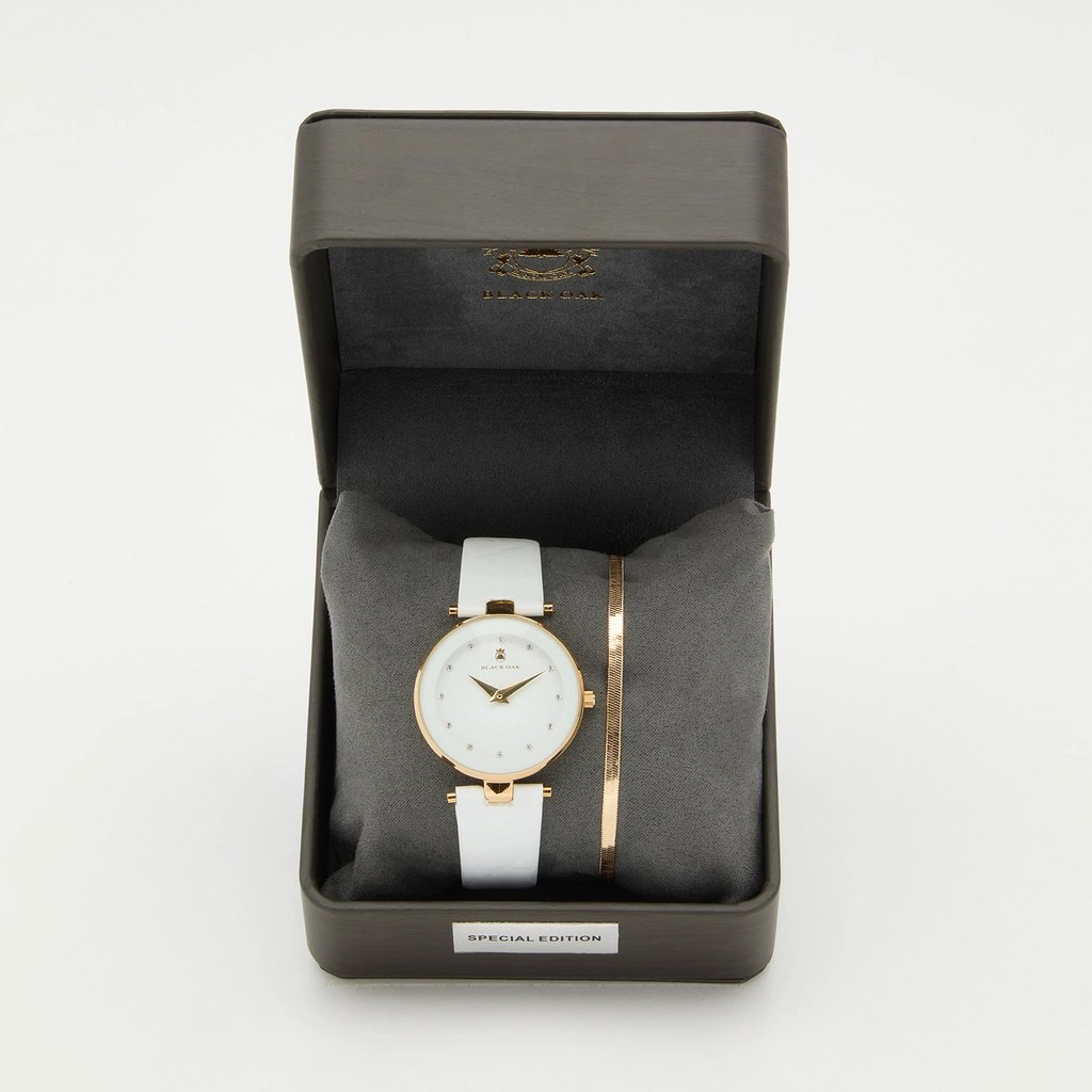 Klockset Black Oak Othello - vit/guld, 36 mm