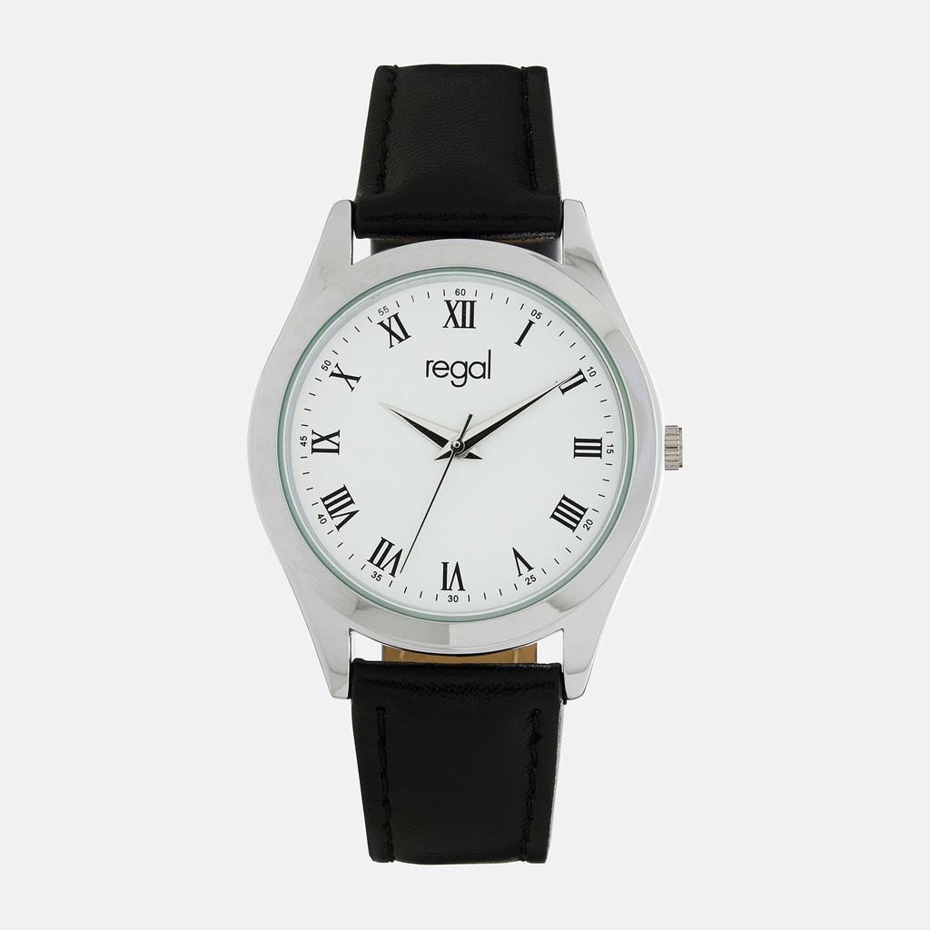 Regal damklocka - svart band, silverton/vit, 36mm