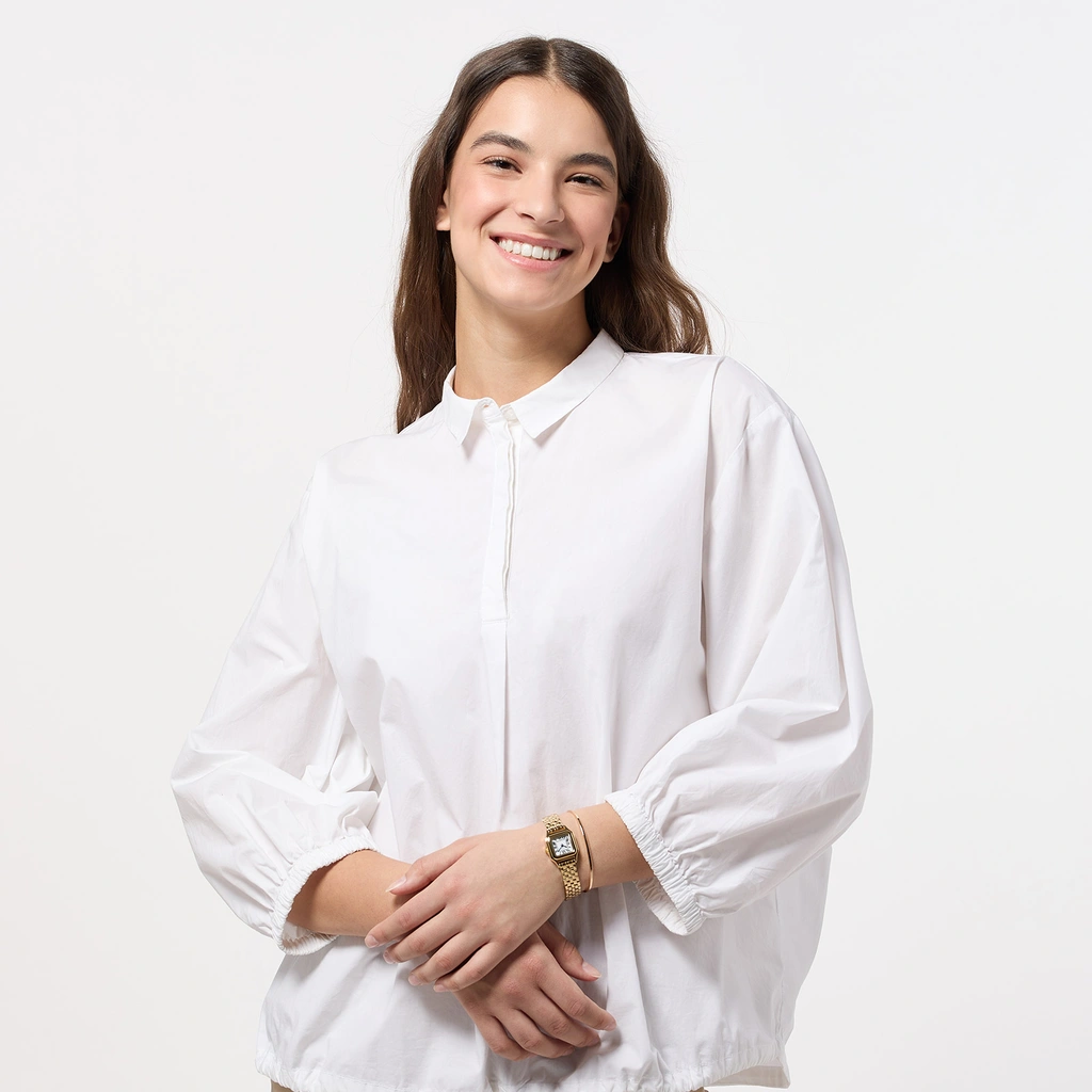 Regal klockset dam - kvadratisk, guldton, 24x24mm